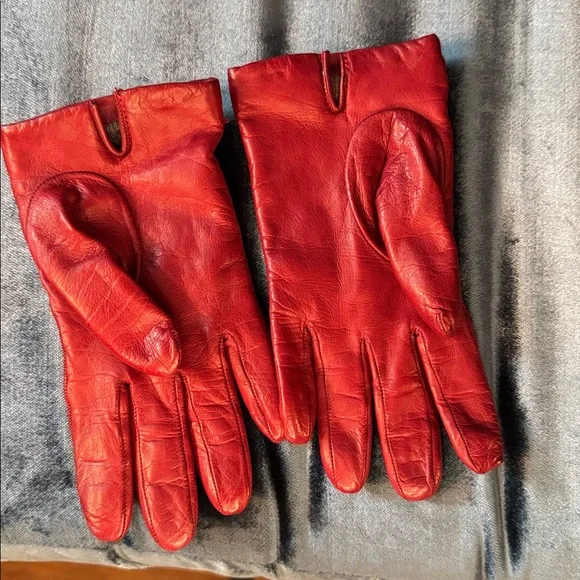 Coach red leather gloves 6.5 - Picture 2 of 4